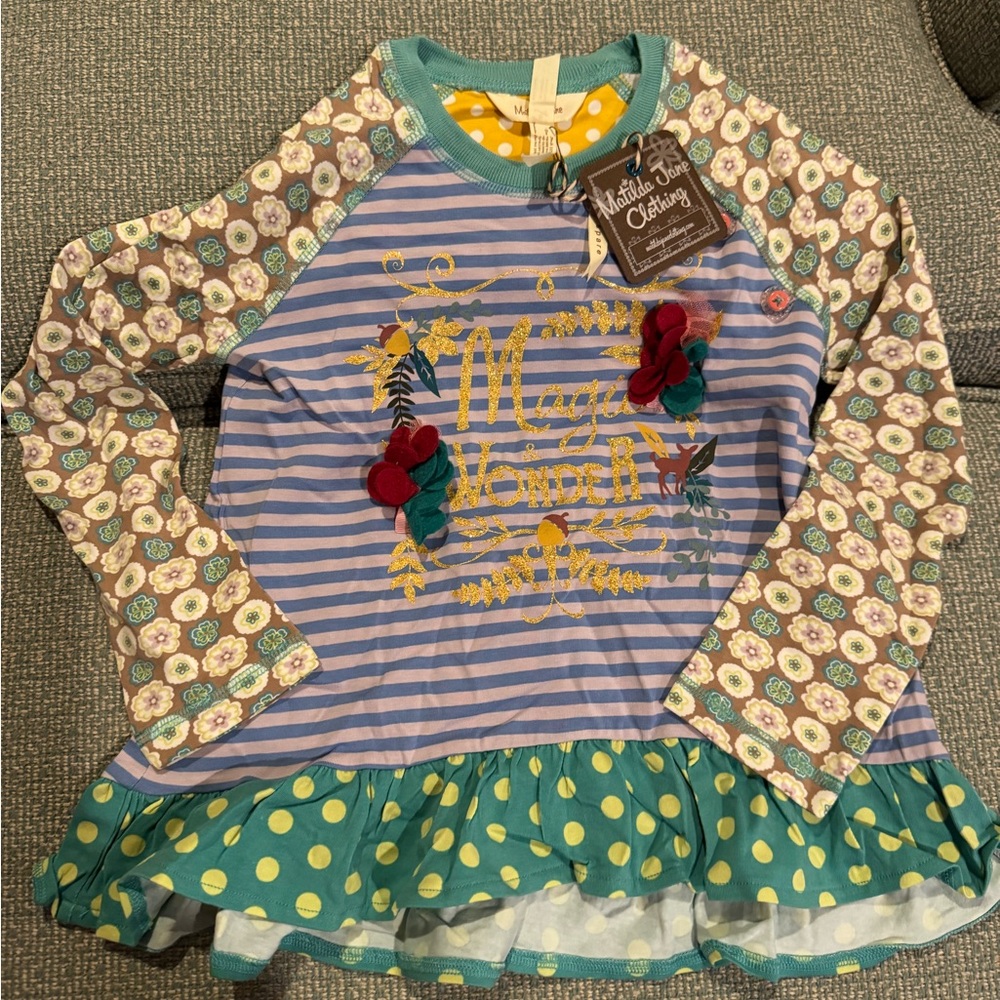 Matilda Jane Blue and Green Floral Long Sleeve Top